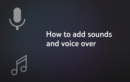 how to add sounds and voice over in youtube create app.